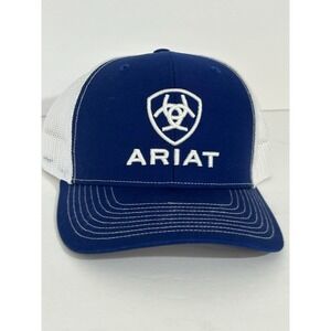 Ariat Mens Richardson 112 Adjustable Snapback Trucker Hat (Blue/White)